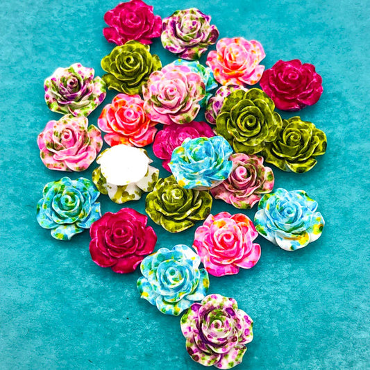 uk cute kawaii crafts craft supplies flower flowers flatback flat back backs fbs embellishment floral large big 20mm resin resins ombre colours red pink purple turquoise orange lilac green 