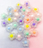 flower translucent bead beads flowers pretty pastel individual craft supplies uk cute kawaii pretty blue yellow turquoise pink frosted floral 