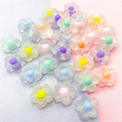 flower translucent bead beads flowers pretty pastel individual craft supplies uk cute kawaii pretty blue yellow turquoise pink frosted floral