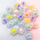 flower translucent bead beads flowers pretty pastel individual craft supplies uk cute kawaii pretty blue yellow turquoise pink frosted floral