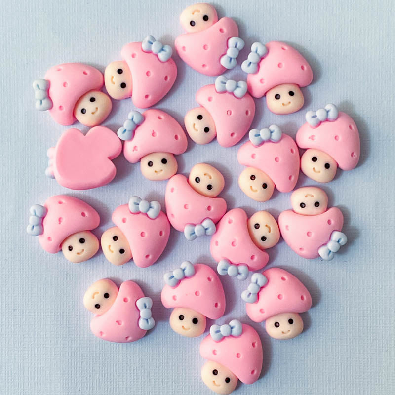 cute mini mushroom mushrooms pink pale blue bow resin flatback flat back fb fbs embellishment decoden uk kawaii craft supplies little small