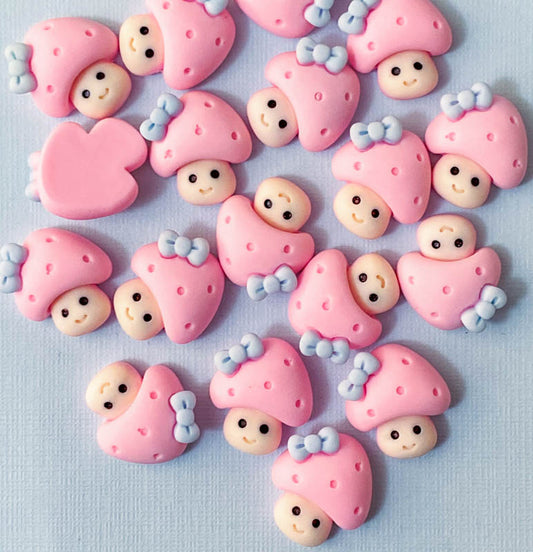 cute mini mushroom mushrooms pink pale blue bow resin flatback flat back fb fbs embellishment decoden uk kawaii craft supplies little small