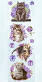ilac purple floral flowers cat cats kitten kittens clear plastic sticker stickers sheet grey tabby tabbies kitty uk cute kawaii stationery planner supplies garden nature