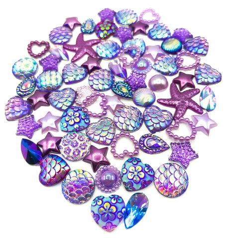 purple and lilac sparkly acrylic flat back fb fbs embellishment bundle 20 cute kawaii craft supplies uk