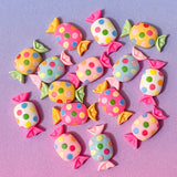 sweet sweets resin candy boiled candies resins flatback flat back fb fbs polka dot colourful spot spotted spots uk cute kawaii craft supplies pink yellow blue white candies
