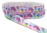 kawaii unicorn and candy sweet treats fold over elastic foe ribbon pink lilac ombre rainbow uk craft supplies ribbons