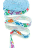 dino dinosaur dinosaurs elastic fold over elastics foe ribbons uk craft supplies light pale blue cute kawaii ribbon