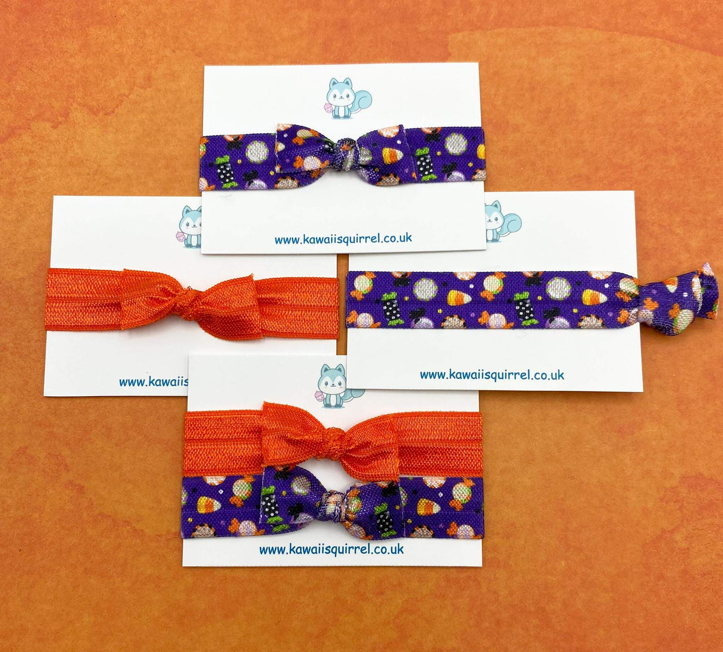 halloween spooky kids childs girl girls handmade hair tie ties bow bows set purple orange green black uk kawaii cute gifts gift pumpkin witch bat bats