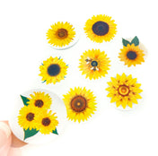 sunflower sun flower sunflowers large 38mm round packing packaging sticker stickers uk cute kawaii stationery bee bees