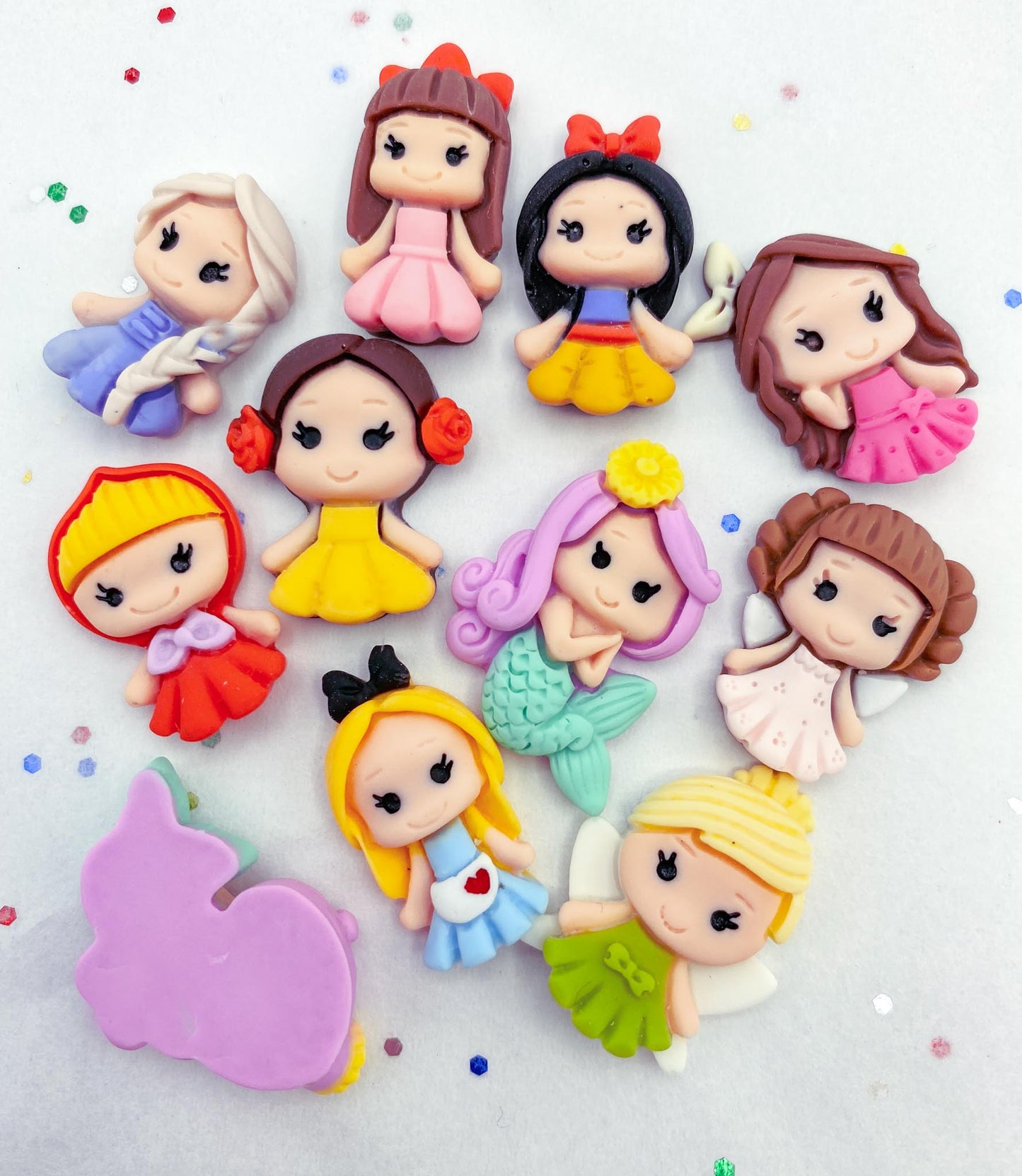 polymer clay resin flat back fb fbs flatback embellishment princess cute kawaii uk craft supplies princesses belle ariel snow white alice fairy
