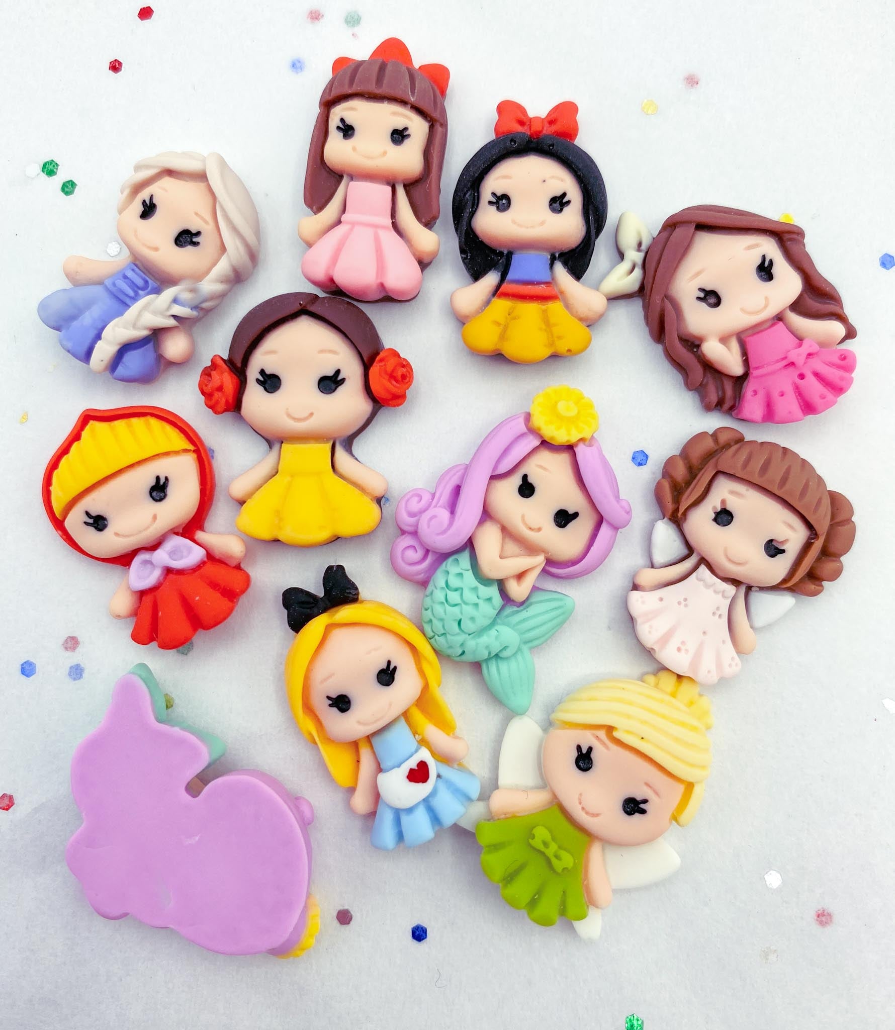 polymer clay resin flat back fb fbs flatback embellishment princess cute kawaii uk craft supplies princesses belle ariel snow white alice fairy