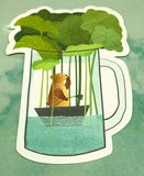 cute brown bear and boat  in mug cute teacup postcard post card cards uk kawaii stationery store pretty animal animals