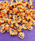 spooky pumpkin pumpkins orange faces halloween polymer clay bead beads cute kawaii uk craft supplies