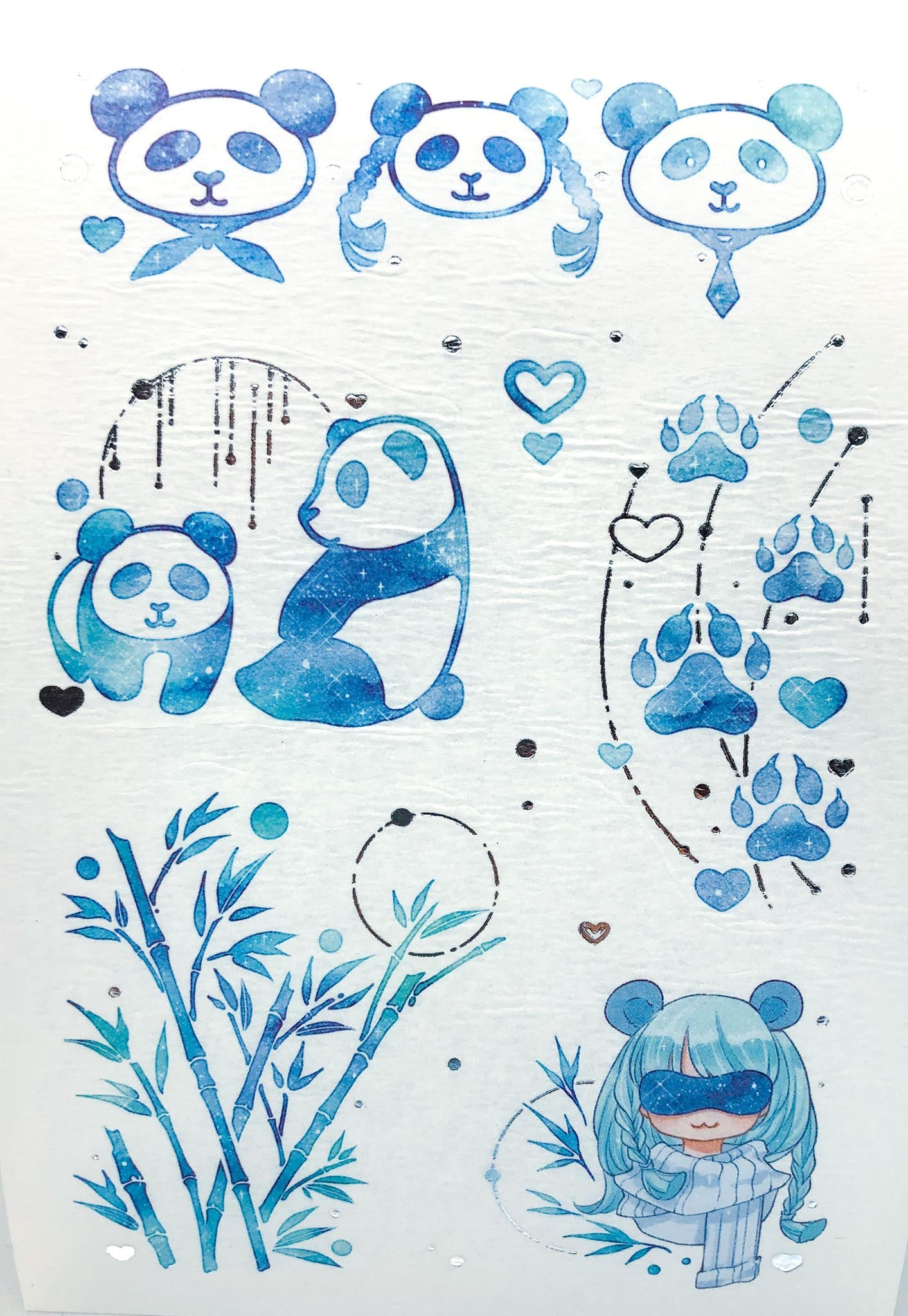 blue purple watercolour galaxy translucent washi paper matte stickers panda rabbit cat uk cute kawaii stationery sheets