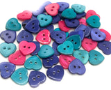 shell mother of pearl natural heart shaped buttons cerise pink turquoise or dark purple mop button uk craft supplies