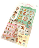 vintage childhood dolls girl girls toys style retro clear pvc stickers sticker pack planner