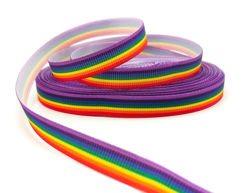 10mm very narrow grosgrain rainbow stripe striped ribbon ribbons uk craft supplies cute kawaii