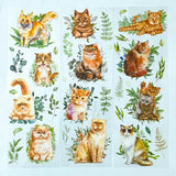 foliage green leaves leaf nature ginger cat cats clear sticker stickers sheet pretty kitten kittens uk cute kawaii stationery planner supplies