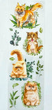 foliage green leaves leaf nature ginger cat cats clear sticker stickers sheet pretty kitten kittens uk cute kawaii stationery planner supplies