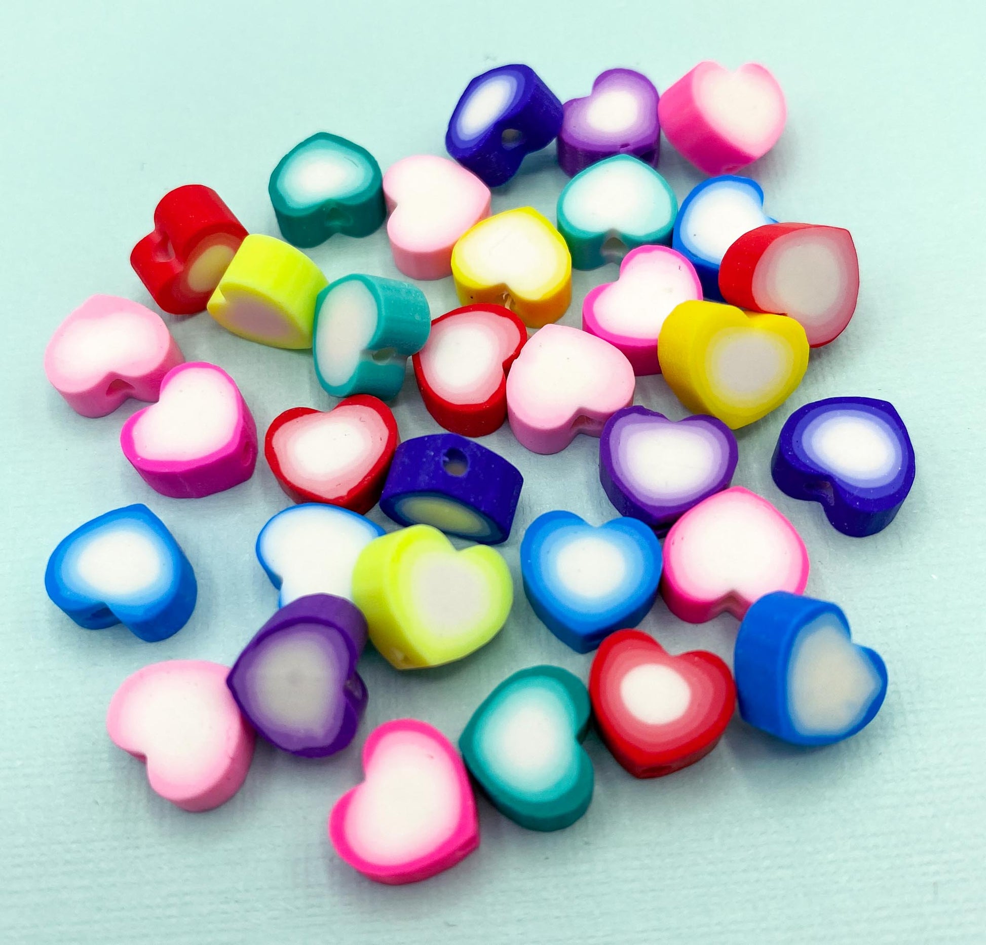 polymer clay ombre fimo heart hearts bead beads uk cute kawaii handmade craft supplies bundle pretty