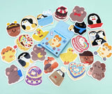 cute kawaii mini sticker flake box of 46 stickers flakes animal animals cat penguin bear food cake duck uk stationery pack pretty