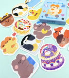 cute kawaii mini sticker flake box of 46 stickers flakes animal animals cat penguin bear food cake duck uk stationery pack pretty