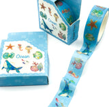 Ocean Animals Blue Washi Tape Boxed 5m