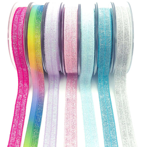 glitter elastic ribbon foe ribbons stretch fold over elastics glittery uk craft supplies