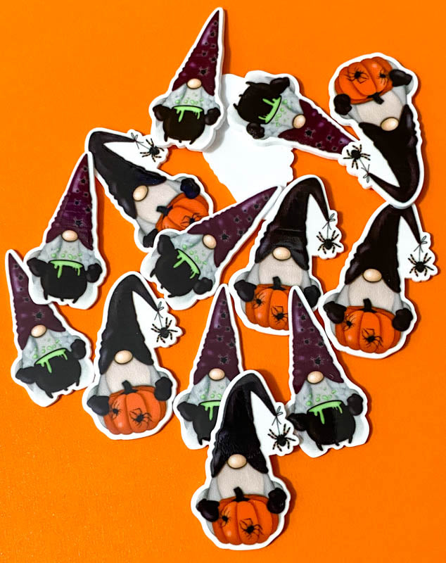 halloween pumpkin gnome gnomes gonk gonks cauldron witch witches magic magical flatback fb planar acrylic resin flatbacks flat back embellishments orange black green spider uk cute kawaii craft supplies hat hats pointed
