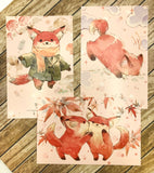 animal kawaii postcard trio pack of 3 postcards fox foxes