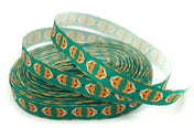 narrow 10mm fox foxes grosgrain ribbon yard ribbons green uk cute kawaii craft supplies green teal orange narrow thin skinny ribbons