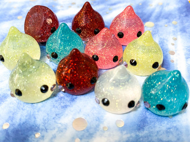 large resin rain drop raindrop raindrops glitter glittery flatback flat back fb fbs embellishments rhinestone uk cute kawaii craft supplies eyes happy