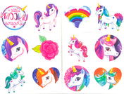 cute unicorn girl's temporary tattoo tattoos party gifts bags fillers unicorns uk stationery