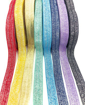 glitter elastic ribbon ribbons fold over elastics uk craft supplies red blue green black lilac gold yard 15mm cute kawaii