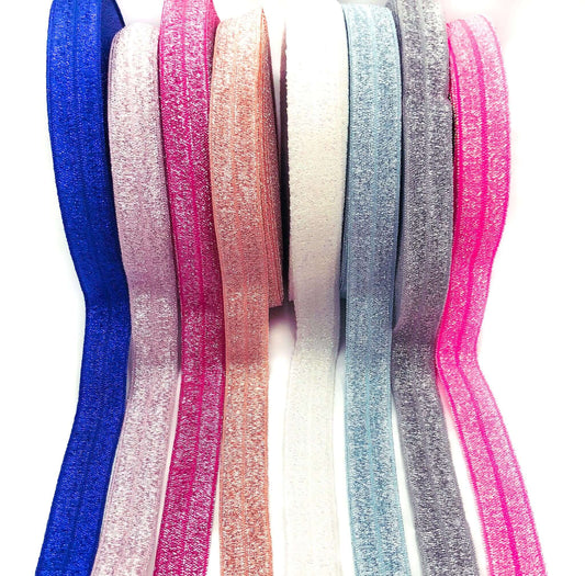 glitter elastic elastics fold over stretch ribbon ribbons uk cute kawaii elastics dark blue pink hot cerise silver grey blue cream white ab uk craft supplies