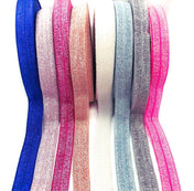 glitter elastic elastics fold over stretch ribbon ribbons uk cute kawaii elastics dark blue pink hot cerise silver grey blue cream white ab uk craft supplies