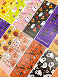 halloween tall sticker seal seals packaging spooky cute kawaii uk stationery pack long strips ghost pumpkin lolly lollipop candy black cat cats bats stickers