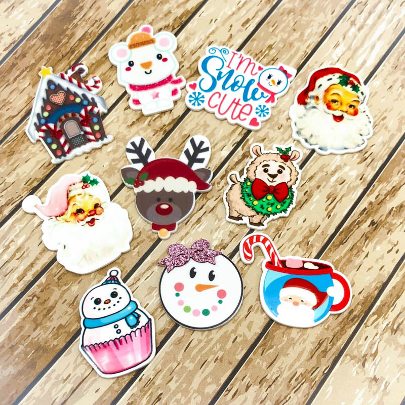 cute christmas festive planar large acrylic fb flatback flat back santa father llama alpaca mug snowman rudolph mouse gingerbread house fbs uk craft supplies kawaii embellishment