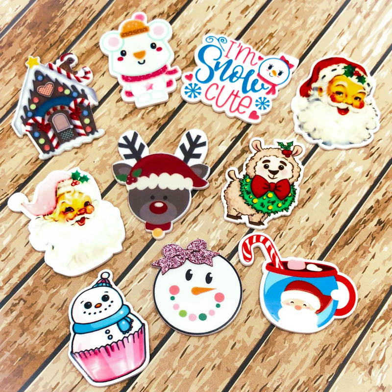 cute christmas festive planar large acrylic fb flatback flat back santa father llama alpaca mug snowman rudolph mouse gingerbread house fbs uk craft supplies kawaii embellishment