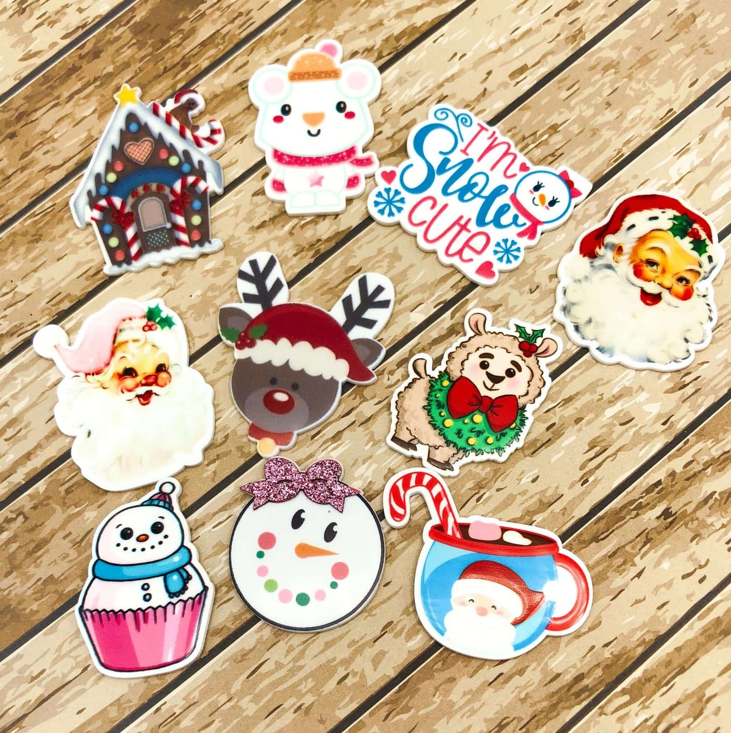 cute christmas festive planar large acrylic fb flatback flat back santa father llama alpaca mug snowman rudolph mouse gingerbread house fbs uk craft supplies  kawaii