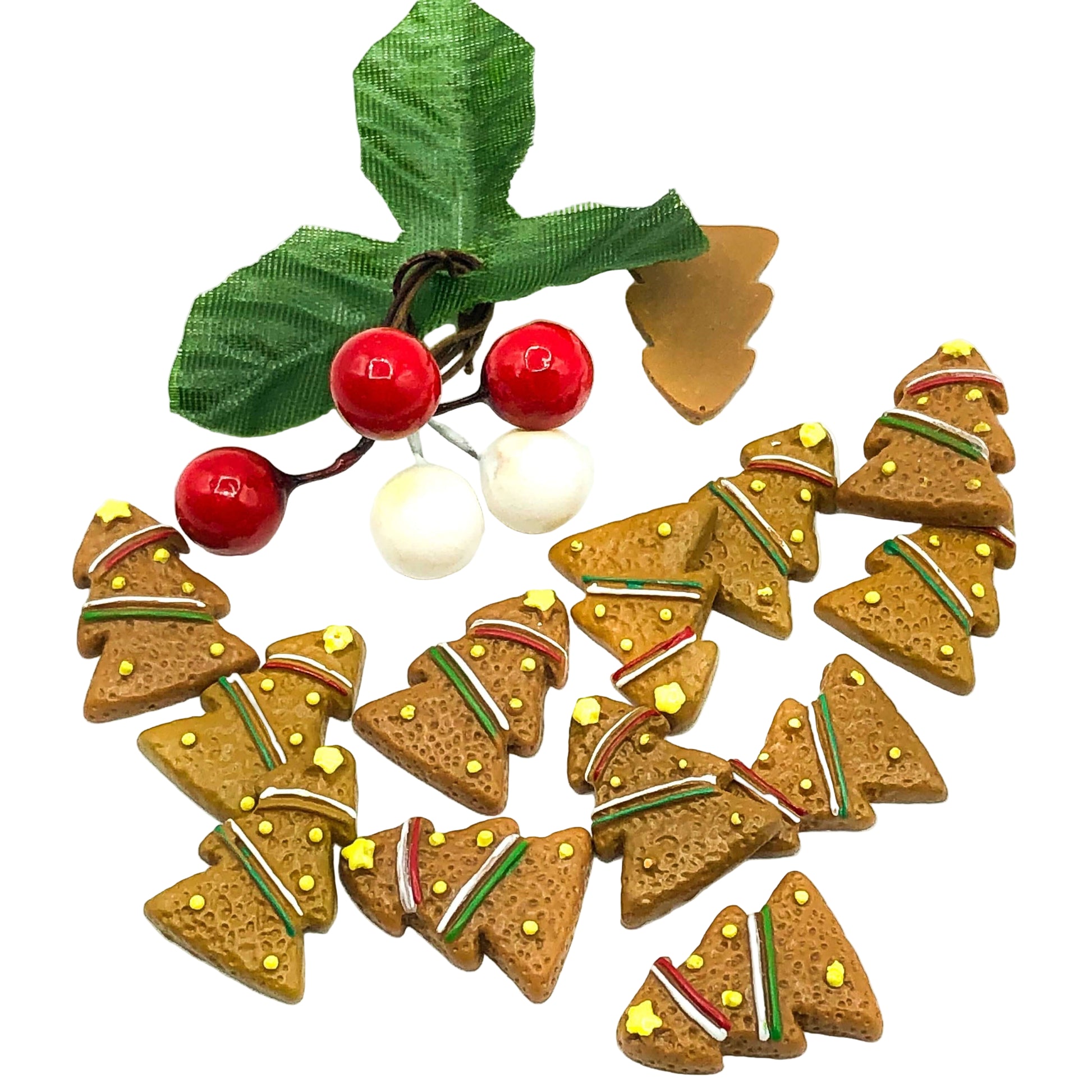 gingerbread tree trees resin fb flatback flat back christmas 22mm uk cute kawaii craft supplies shop store brown resins fbs