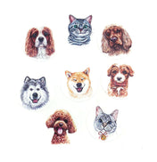cat and dog cats dogs cute round 25mm little small sticker stickers seals packaging supplies uk kitten puppy set 8 stationery