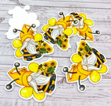 gnome gonk pixie gonks gnomes elf sunflower bee bees yellow orange summer flatback flat back fb fbs acrylic acrylics planar planars uk cute kawaii craft supplies plastic white
