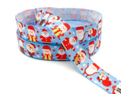 santa claus on blue elastic ribbon ribbons elastics foe fold over father christmas festive craft supplies uk