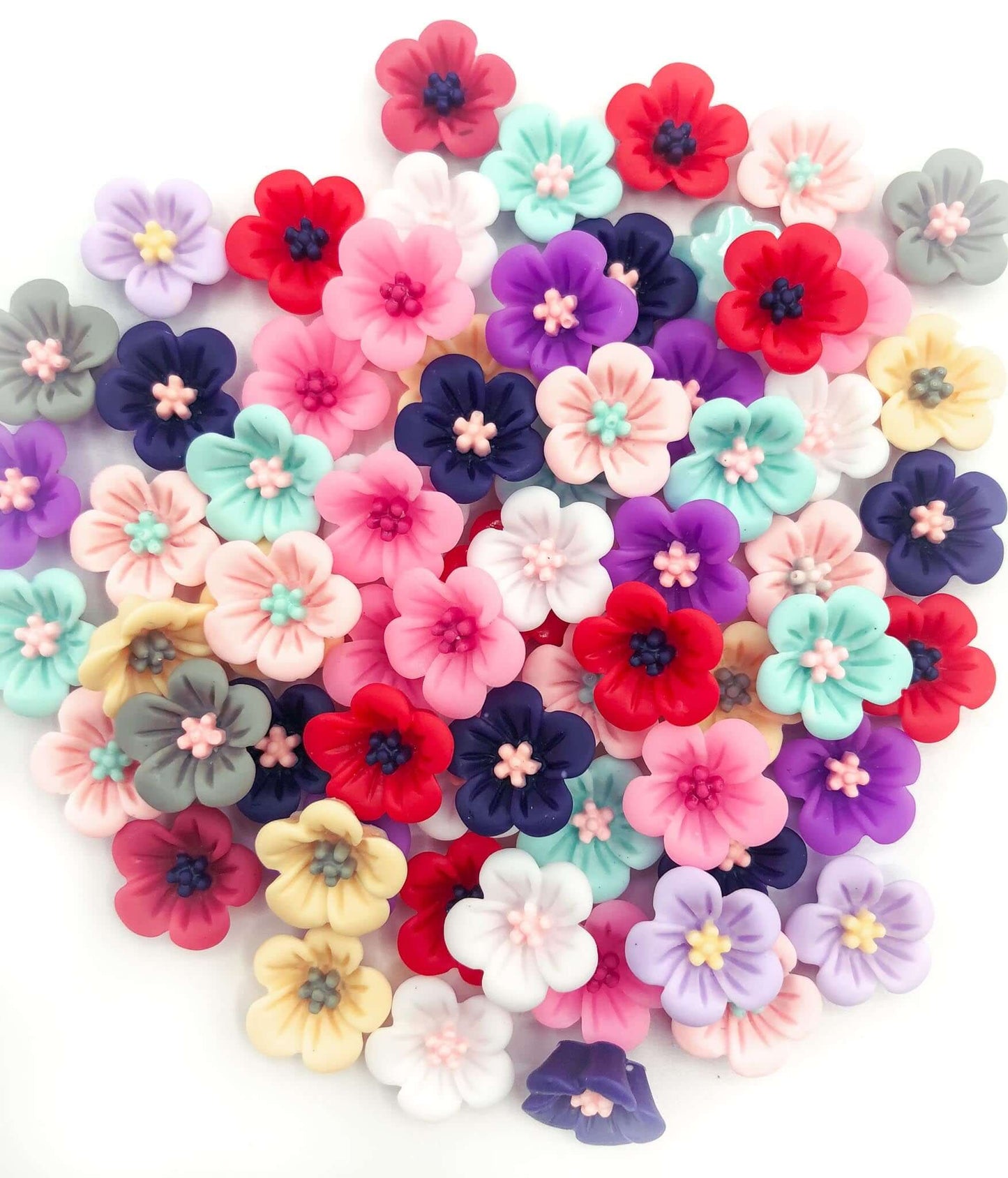 SAKURA Flower Flat Back 14mm Bundle of 15 MIXED