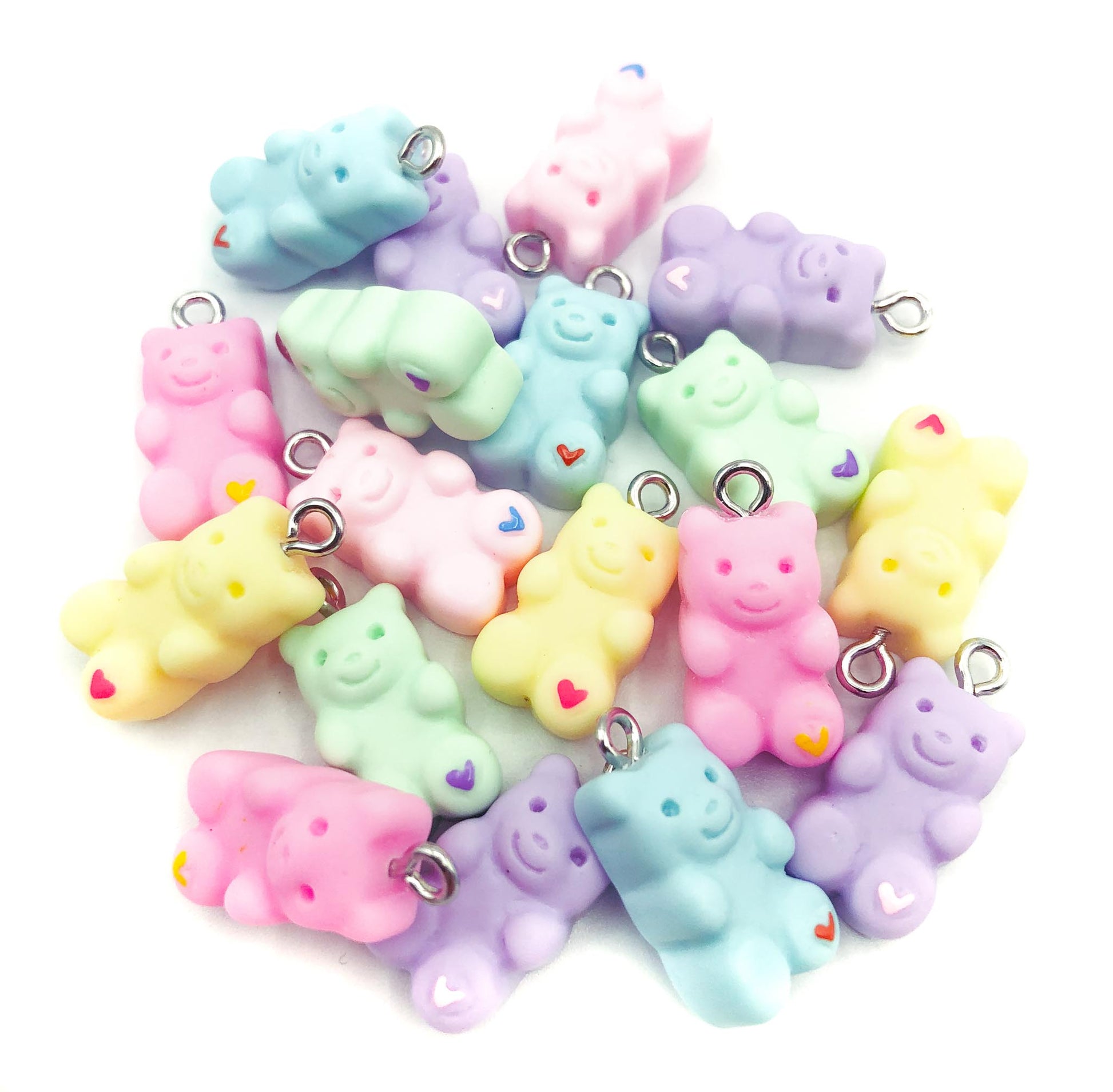 pastel candy colour gummy bear pretty resin charm charms pink lemon yellow lilac blue green uk craft supplies cute kawaii