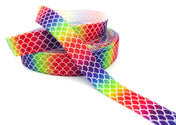 rainbow mermaid scale scales ombre elastic fold over elastics foe ribbon ribbons uk craft supplies bright rainbows