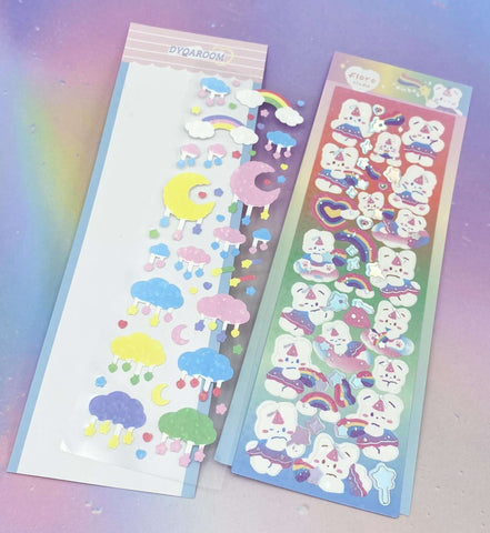 Cute Holo/Laser Sticker pack-Bunny or Clouds – The Kawaii Squirrel