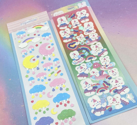 Cute Holo/Laser Sticker pack-Bunny or Clouds – The Kawaii Squirrel