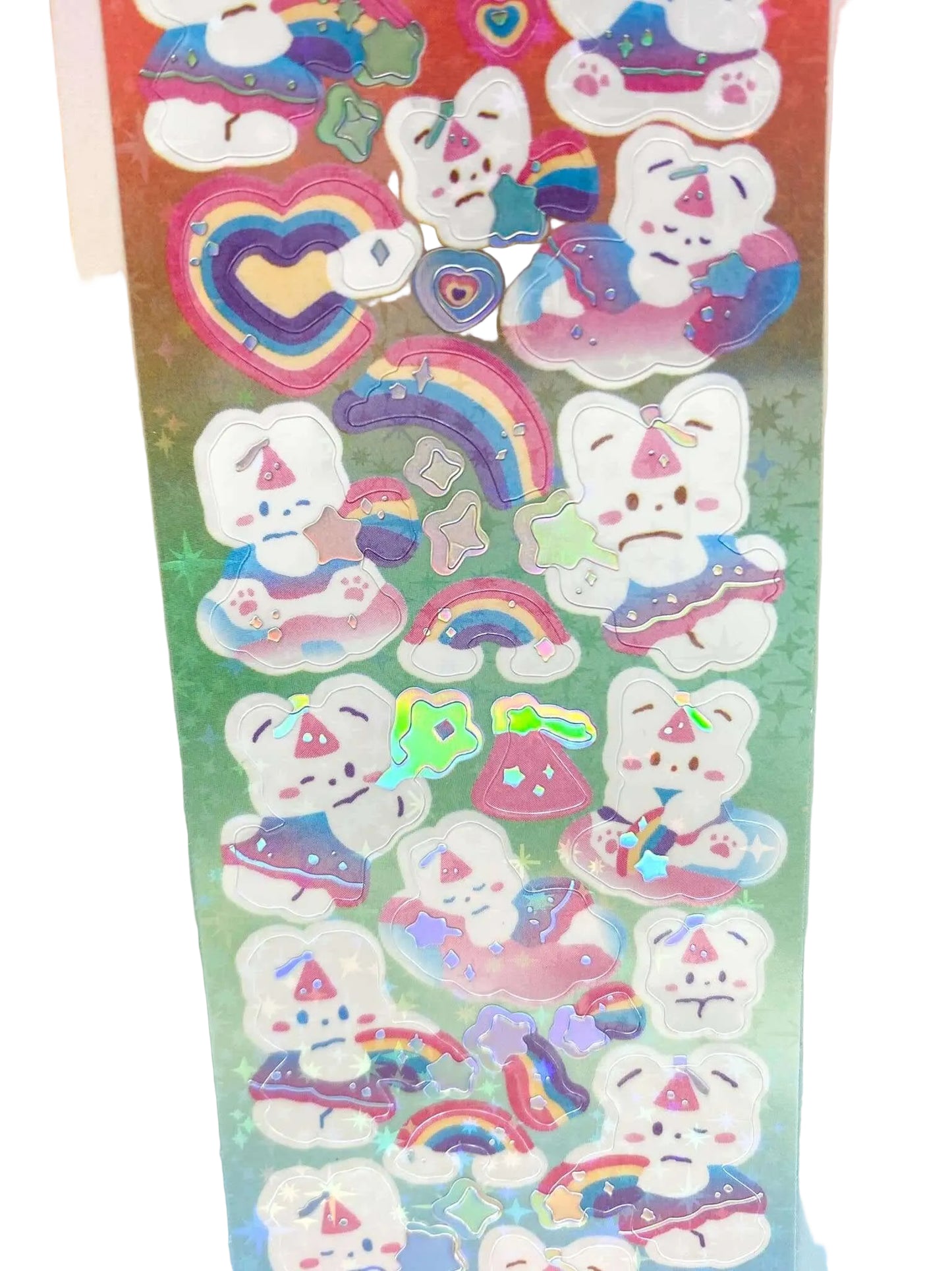 rain cloud clouds and stars moon moons sparkly glitter laser holo holographic sticker stickers pack uk cute kawaii bunny rabbit rabbits rainbow rainbows